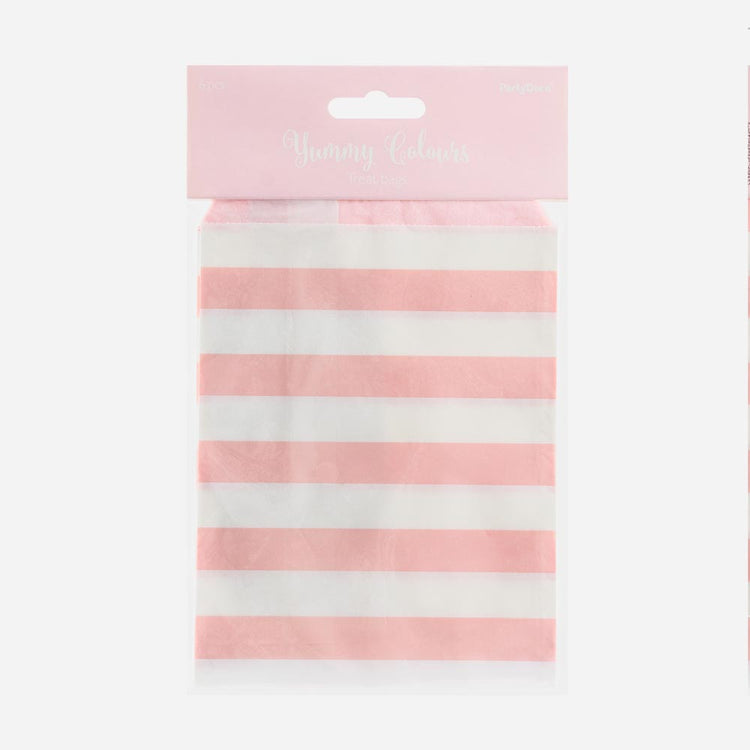 Packaging pochettes baby shower roses à rayures