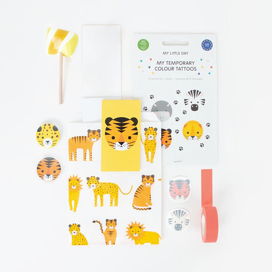 Kit pochette surprise pour invités anniversaire enfant theme safari