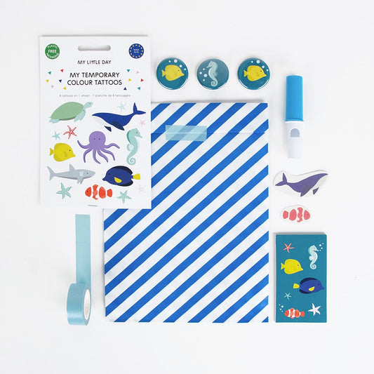 Kit pochette surprise anniversaire animaux marins à offrir aux invités