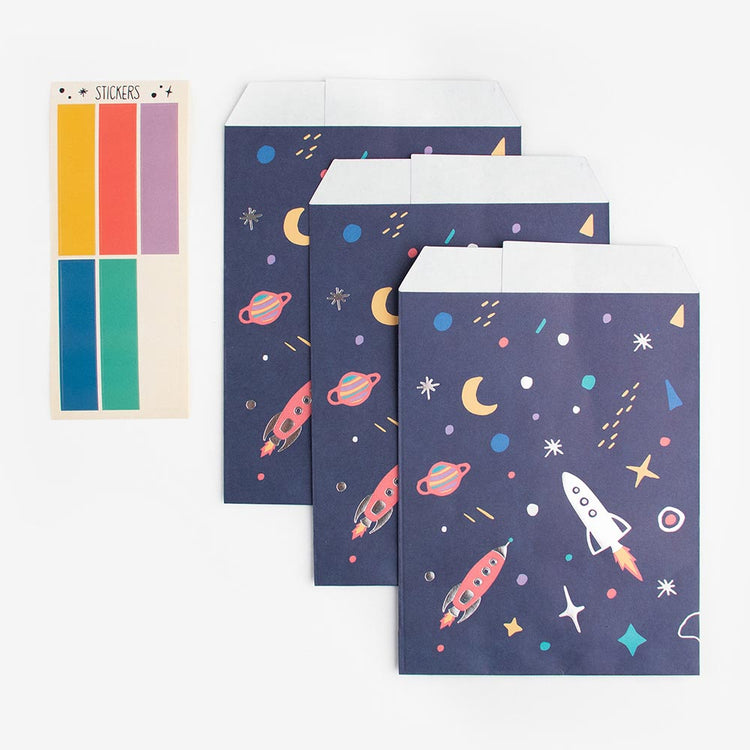 Thème astronaute : 6 pochettes cadeaux espace My Little Day anniversaire