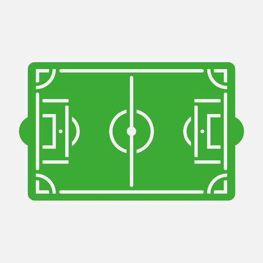 Pochoir vert pour gateau en forme de terrain de football