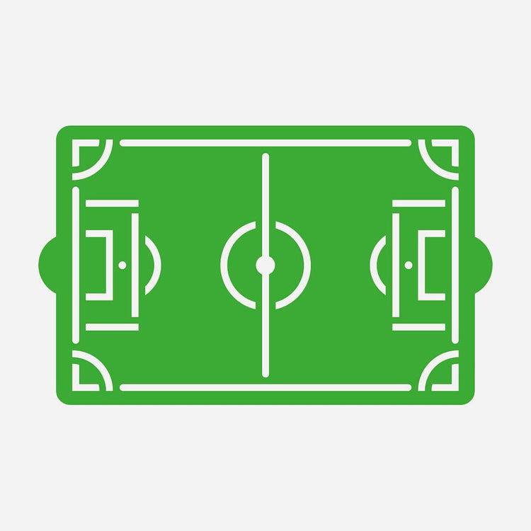 Pochoir vert pour gateau en forme de terrain de football