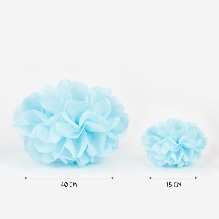 Dimension pompons en papier blanc 15 ou 40 cm pour déco de mariage
