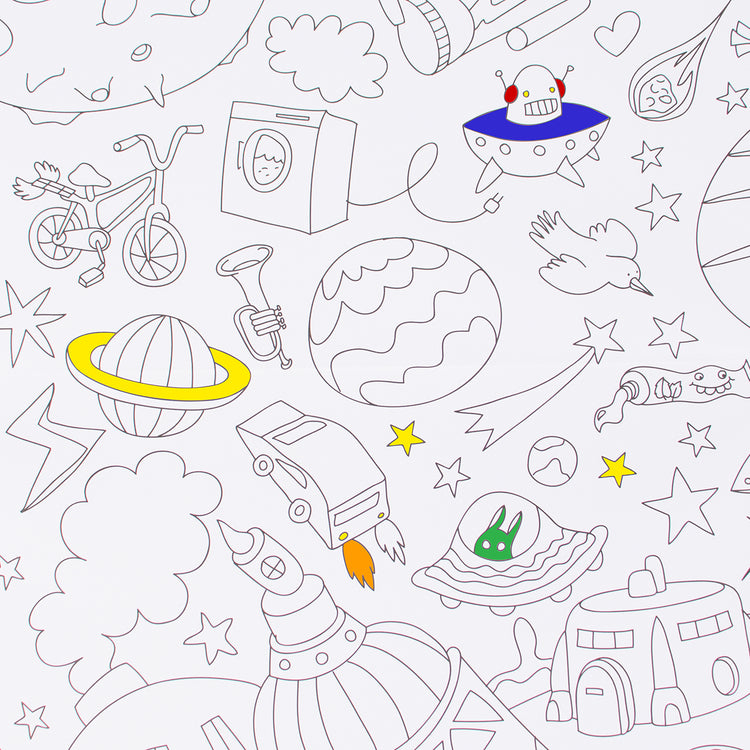 Poster de coloriage géant sur le thème du cosmos pour une activité anniversaire