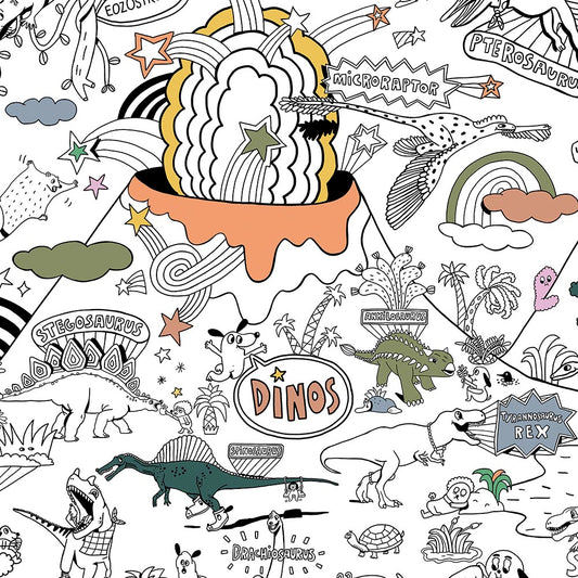 Idée animation anniversaire : poster géant dinosaures à colorier