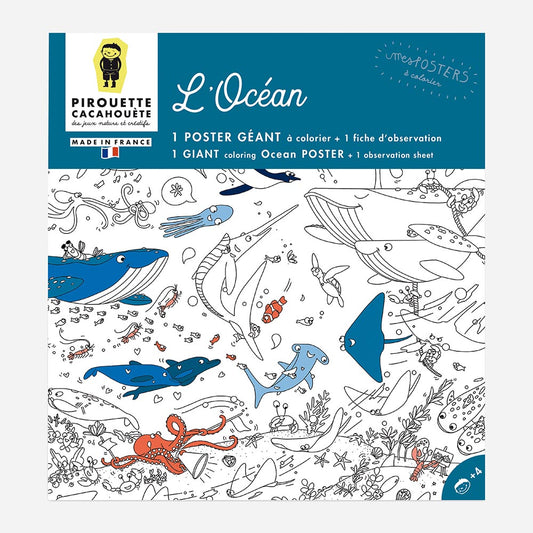 Poster géant thème océan à colorier pour animation anniversaire