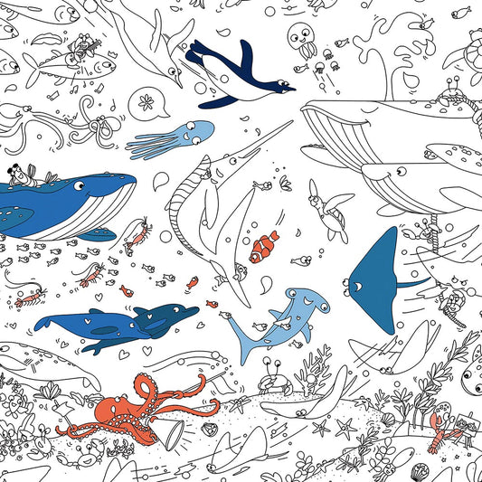 Idée animation anniversaire enfant : poster géant océan à colorier