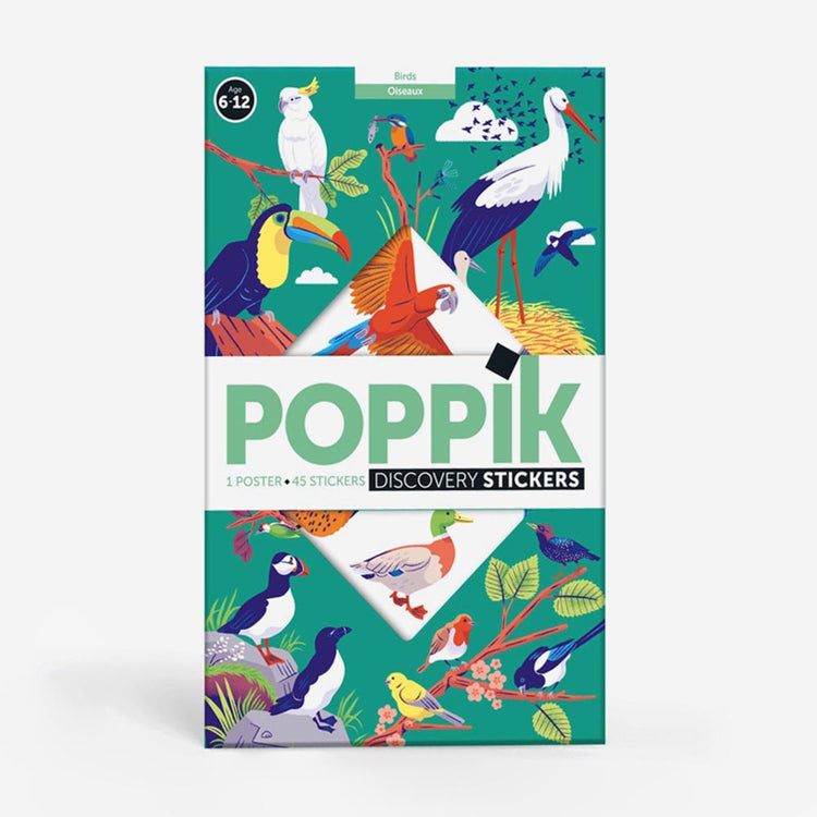 Poster pédagogique et stickers oiseaux à offrir en cadeau anniversaire