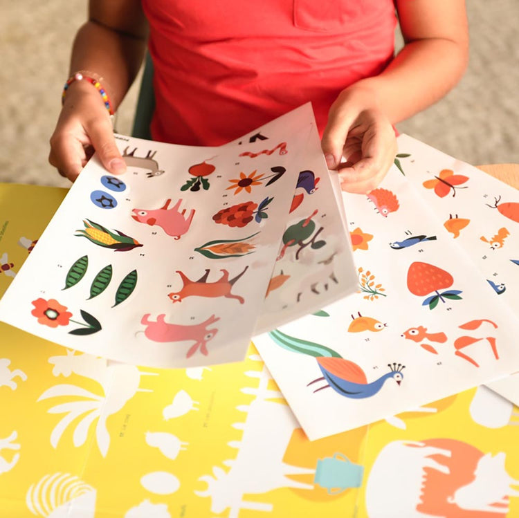 Poster pedagogique et stickers theme ferme à offrir cadeau anniversaire