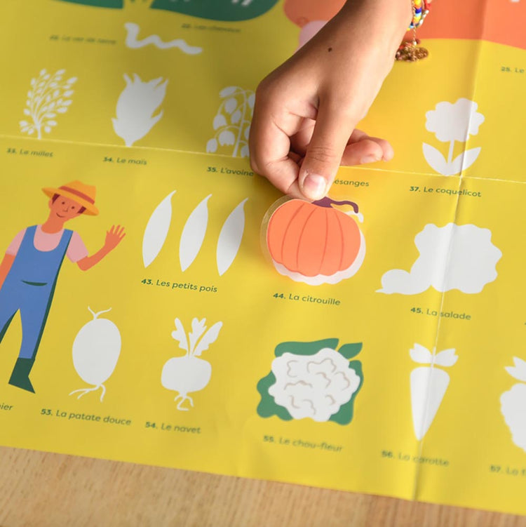 Poster et stickers animaux de la ferme pour loisirs créatifs enfant
