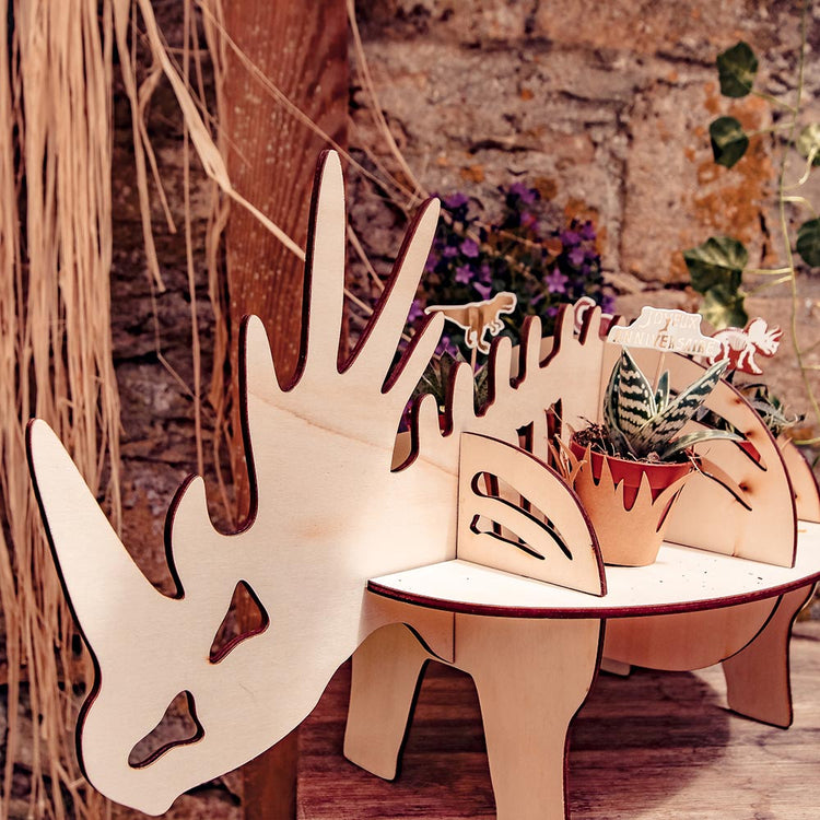 Decoration anniversaire dinosaure : Présentoir à gateau tricératops