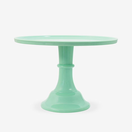 Plat à gateau anniversaire en mélamine vert pour theme anniversaire printanier