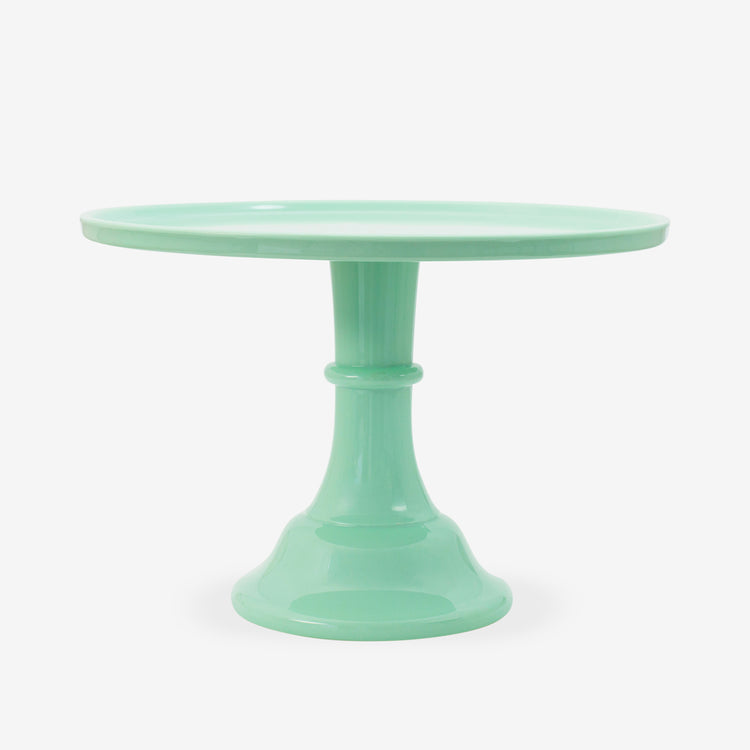 Plat à gateau anniversaire en mélamine vert pour theme anniversaire printanier