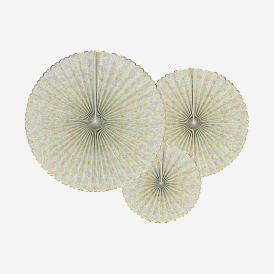 Rosaces en papier motif liberty : dĂ©coration mariage champĂȘtre, baby shower