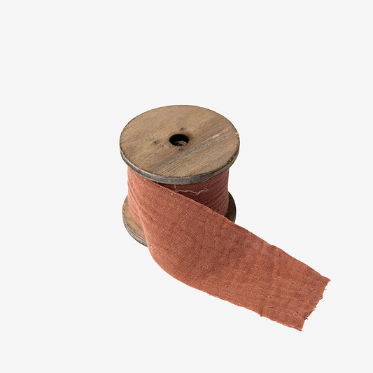 1 ruban de gaze de coton vieux rose mariage bohème chic