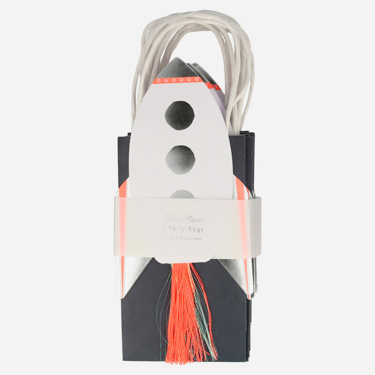 Sacs cadeaux fusée Meri Meri pour cadeaux invités anniversaire astro