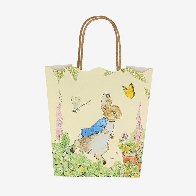 8 sacs cadeau en papier Pierre Lapin pour chasse aux oeufs de paques