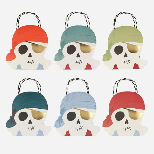 Sacs cadeaux pirate Meri Meri pour cadeaux invités anniversaire pirate