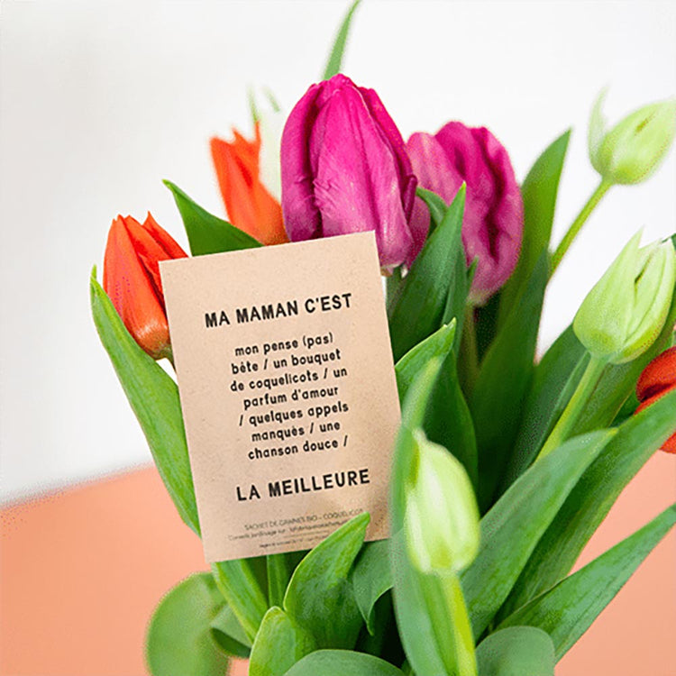 Cadeau fête des mères : sachet de graine à planter avec message