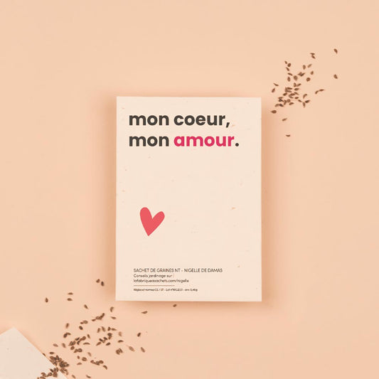 Idee cadeau de st valentin : sachet de graines mon coeur, mon amour