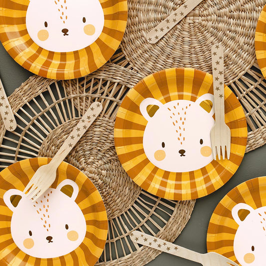 6 assiettes en carton lion pour deco de table anniversaire safari