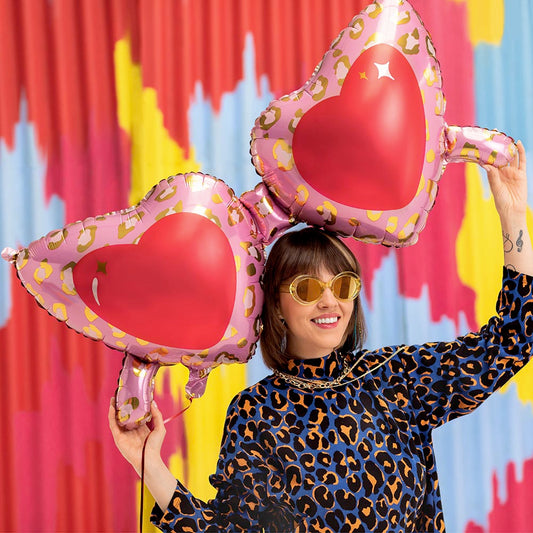 Ballon mylar géant lunettes et coeur pour decoration saint valentin