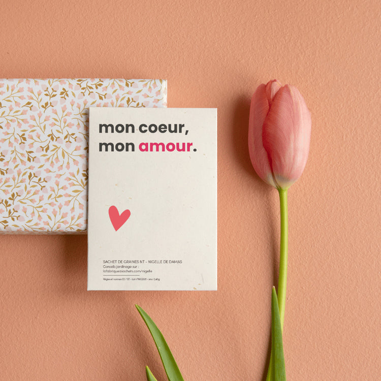 1 Sachet de graines mon cœur, mon amour pour cadeau st valentin