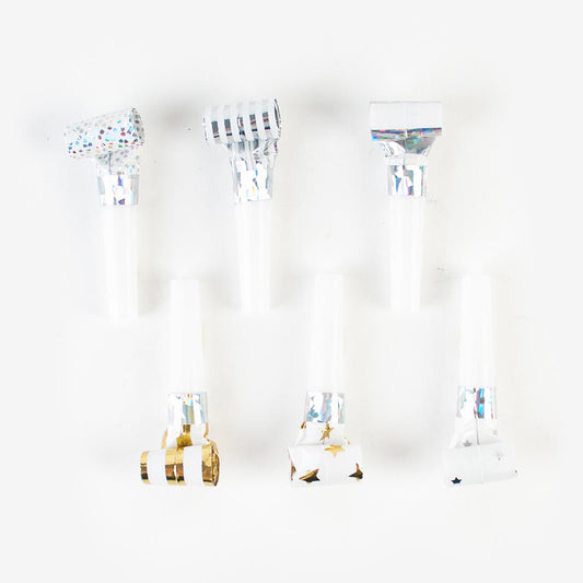 6 sans-gênes mix or et argent pour fêtes de fin d'année ou anniversaire