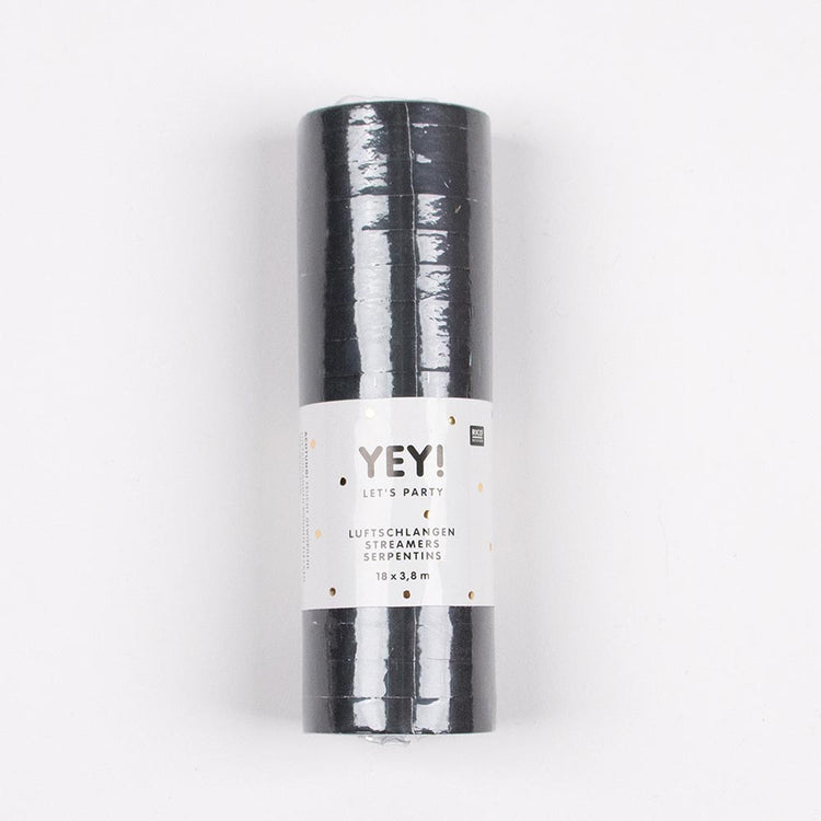 paquet de serpentins noirs mat pour deco anniversaire, nouvel an