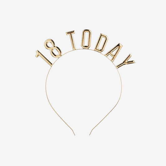 Annievrsaire 18 ans : serre tête doré 18 today pour photobooth de fête