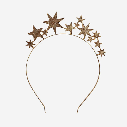 Serre tête étoiles dorées : deguisement anniversaire fille thème fée ou espace