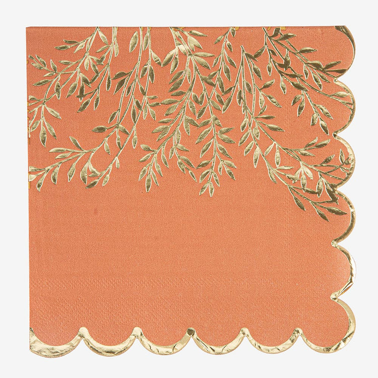 16 serviettes terracotta et doré pour decoration de table mariage chic