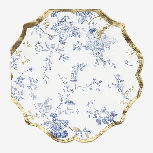 Serviettes toile de jouy pour decoration de table baby shower garcon