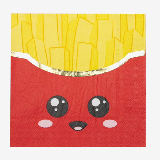 16 serviettes junk food pour décorer une table d'anniversaire kawaii