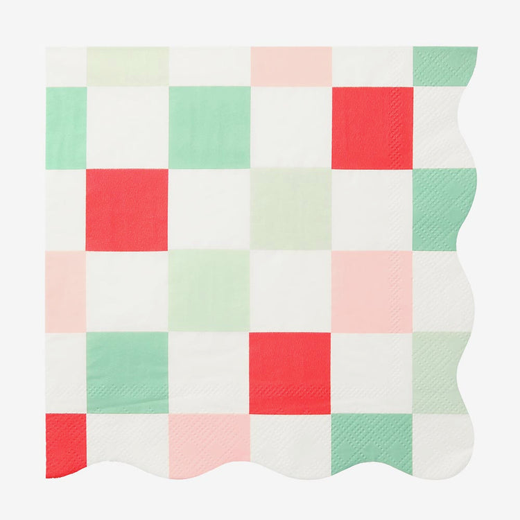 Grande serviette papier carreaux pastel Meri Meri pour deco de table
