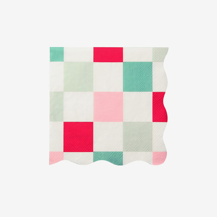 Petite serviette papier carreaux pastel Meri Meri pour déco de table