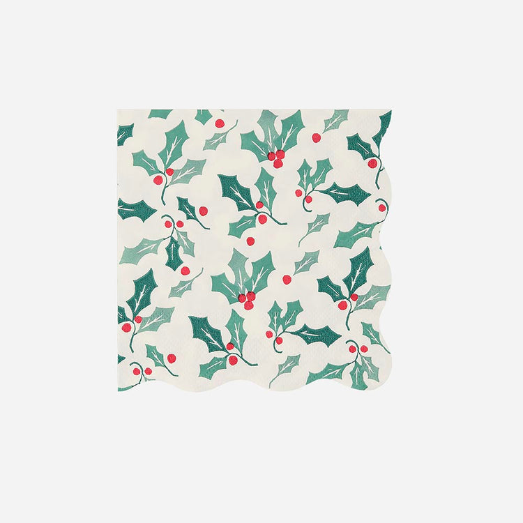 Petite serviette papier houx Meri Meri pour déco de table de Noel