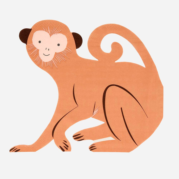 16 serviettes en papier singe pour deco de table anniversaire safari