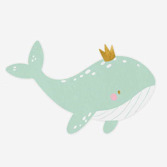 Serviettes en papier baleine bleue : deco anniversaire animaux marins