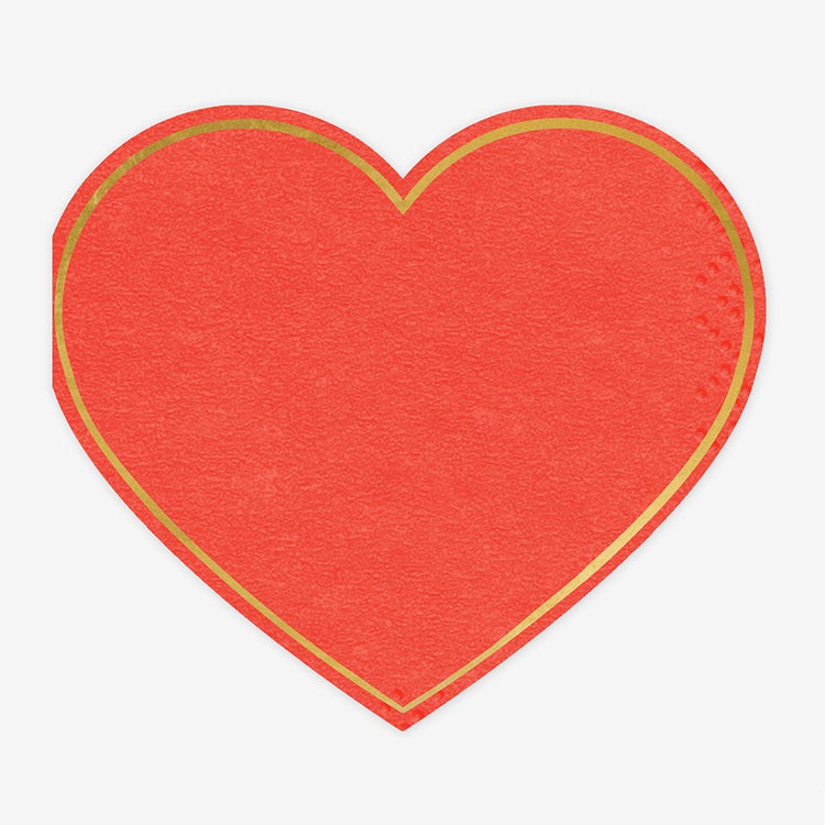 Decoration de table saint valentin : serviettes en papier coeur rouge