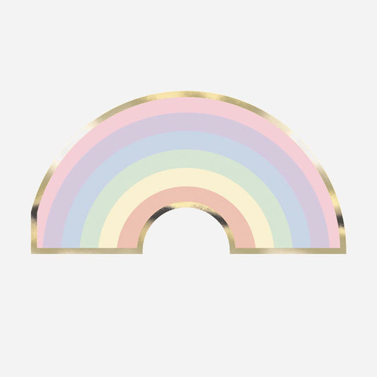 Serviettes en papier arc en ciel pastel : anniversaire et baby shower