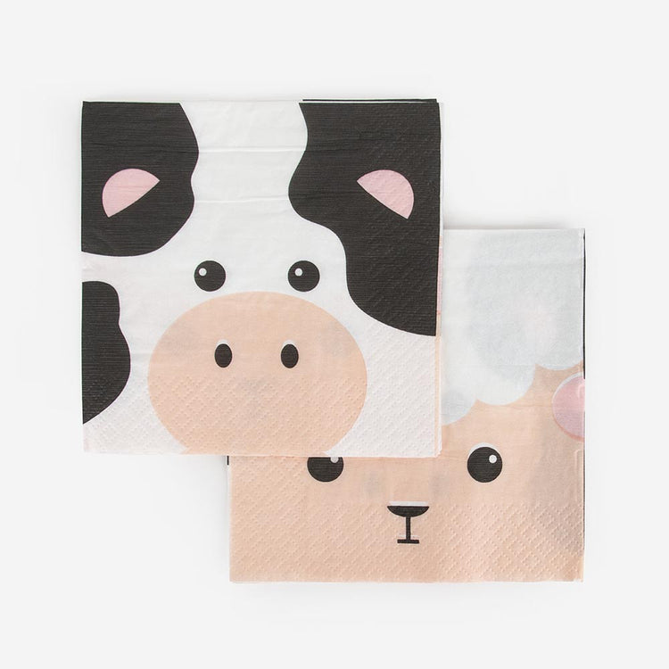 Serviettes animaux de la ferme : anniversaire 2 ans, anniversaire 3 ans