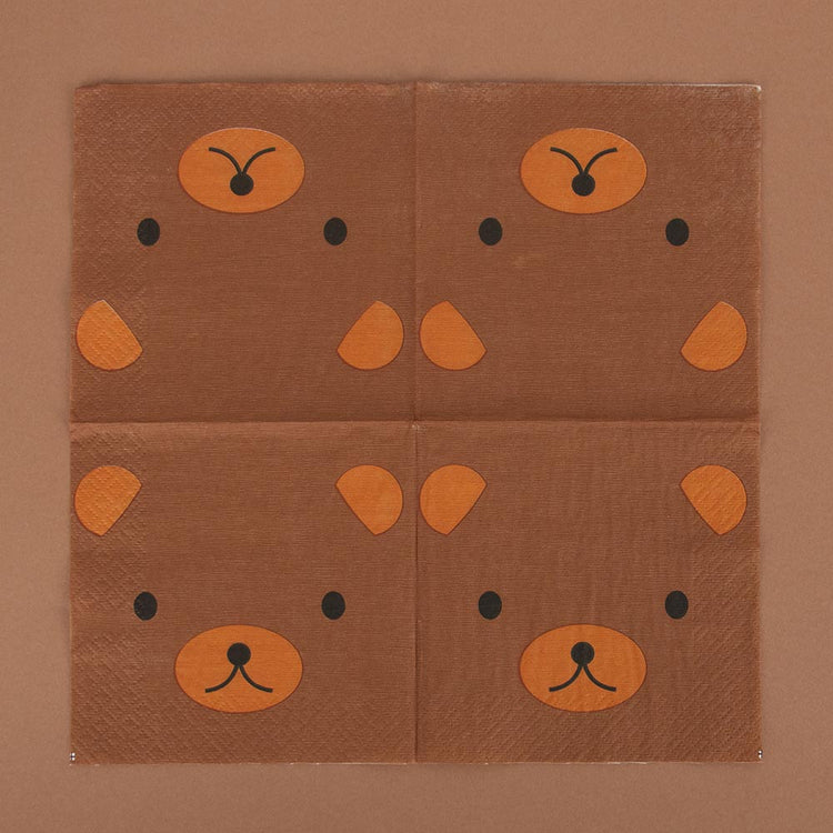 Serviette ourson pour deco anniversaire animaux de la foret