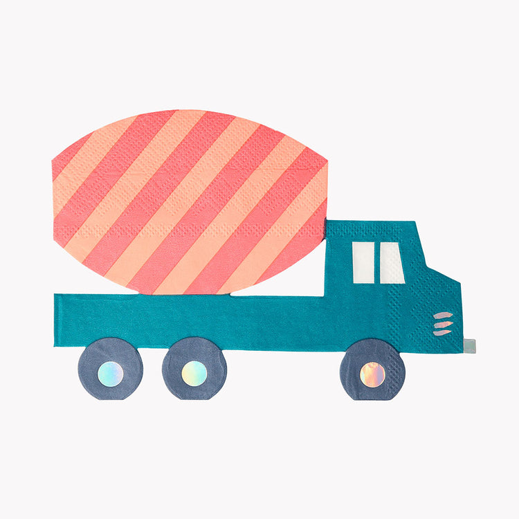 16 serviettess camion de travaux pour décoration table anniversaire garçon