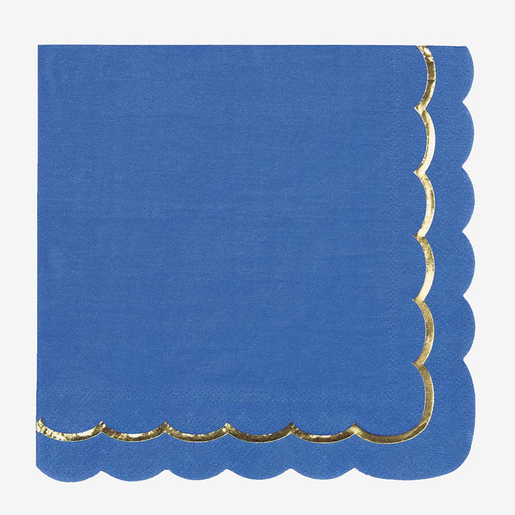 Serviette bleu et frise dorée pour deco baby shower garçon, deco mariage ou anniversaire aladdin