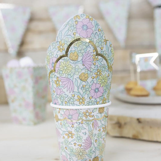 Gobelets jetables liberty pour déco de table d'anniversaire, pique-nique ou festival