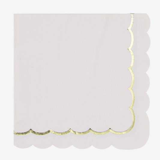 Serviette rose et frise dorée pour anniversaire princesse, sweet table baby shower fille