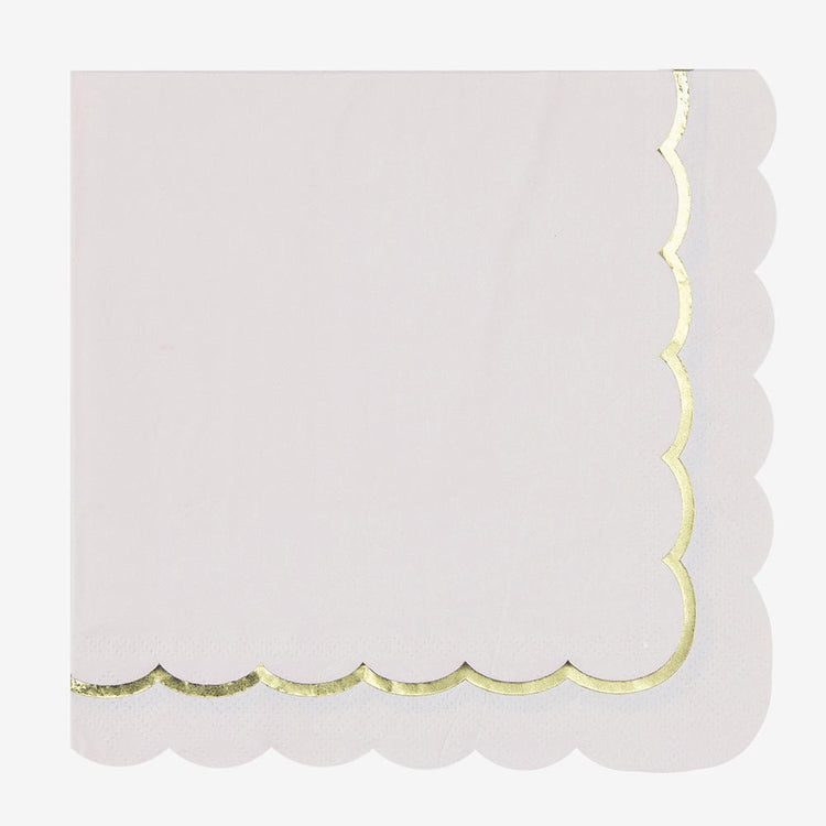 Serviette rose et frise dorée pour anniversaire princesse, sweet table baby shower fille