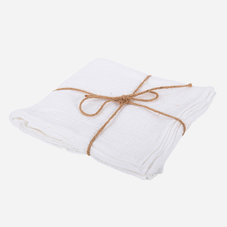 Serviettes de table blanchesen gaze de coton pour decoration table mariage