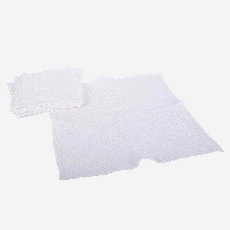 Serviettes gaze de coton blanche : deco table baptême, table mariage